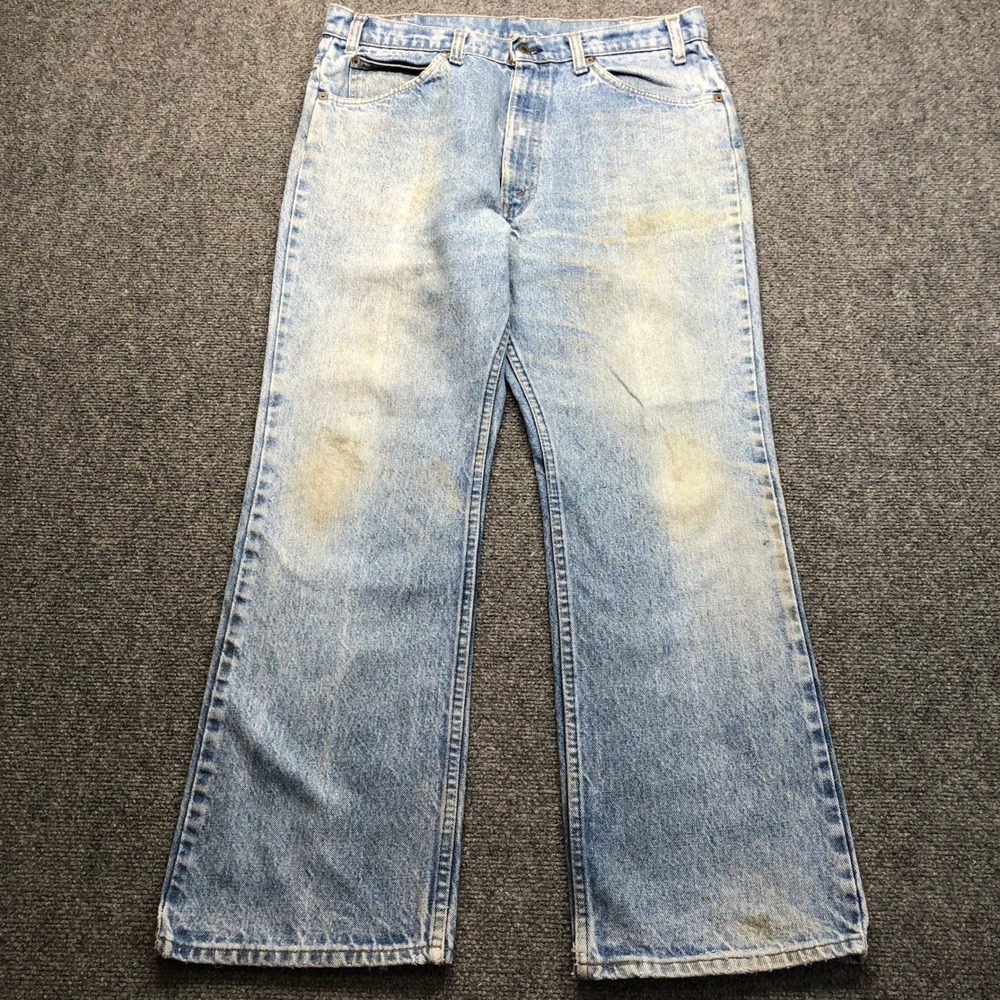Vintage Levis 517 Orange Tab Jeans Light Wash Distressed Bootcut 32x27